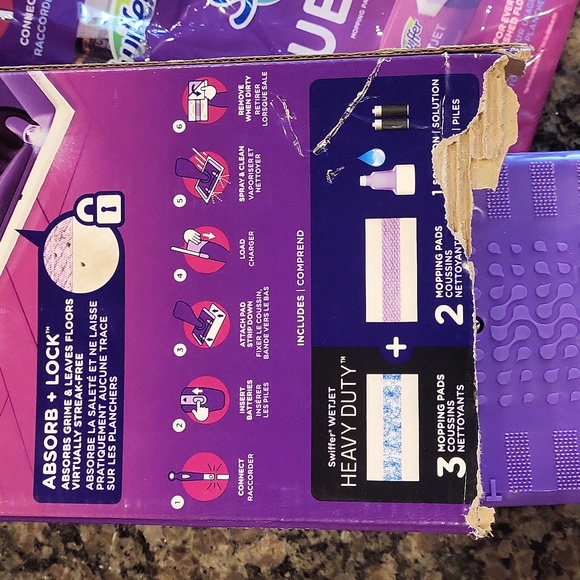 Swifter Wet Jet Mopping Kit new w/ battery operated mop, pads, solution , batter - Picture 6 of 7